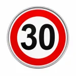 تابلو فلزی محدودیت سرعت 30 کیلومتر لبه خم