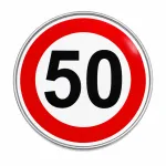 تابلو فلزی محدودیت سرعت 50 کیلومتر لبه خم